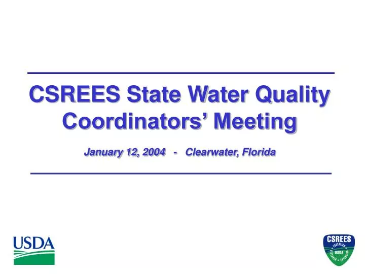csrees state water quality coordinators meeting january 12 2004 clearwater florida