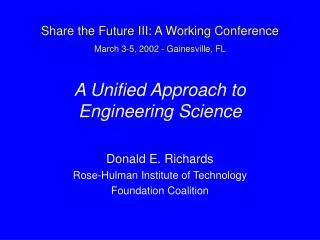 A Unified Approach to Engineering Science