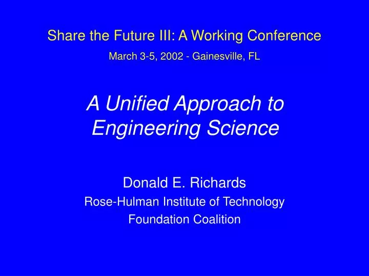 a unified approach to engineering science