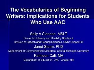 The Vocabularies of Beginning Writers: Implications for Students Who Use AAC