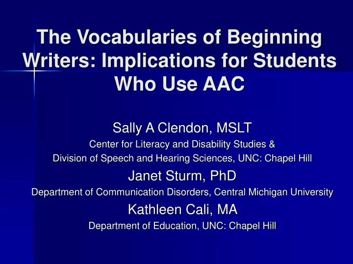 the vocabularies of beginning writers implications for students who use aac