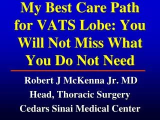 My Best Care Path for VATS Lobe: You Will Not Miss What You Do Not Need