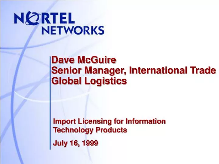 dave mcguire senior manager international trade global logistics