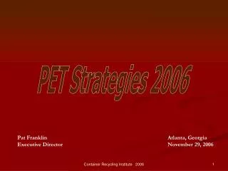 PET Strategies 2006