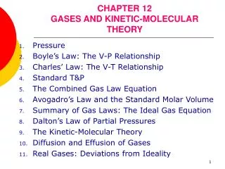 CHAPTER 12 GASES AND KINETIC-MOLECULAR THEORY