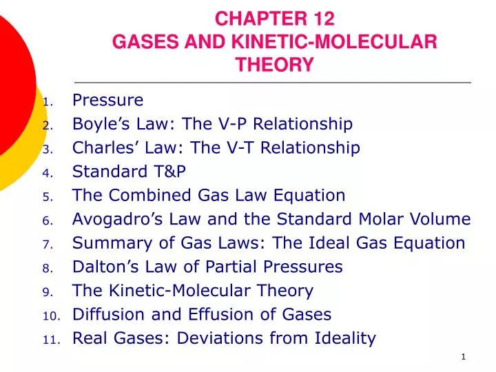 chapter 12 gases and kinetic molecular theory