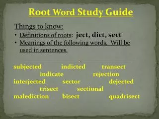 Root Word Study Guide