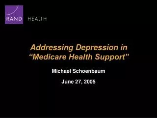 Addressing Depression in “Medicare Health Support”
