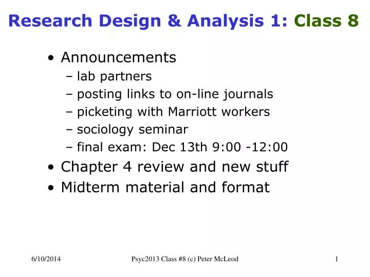 research design analysis 1 class 8