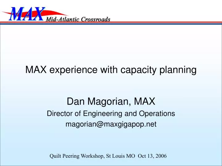 max experience with capacity planning