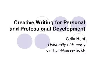Creative Writing for Personal and Professional Development
