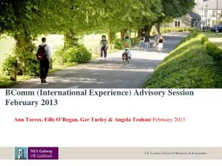 BComm (International Experience) Advisory Session February 2013