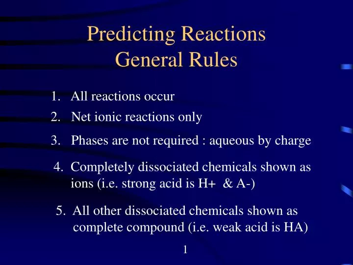 predicting reactions general rules