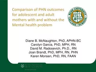 Comparison of PHN outcomes for adolescent and adult mothers with and without the Mental health problem