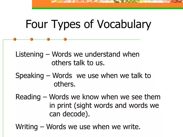 PPT Four Types Of Vocabulary PowerPoint Presentation Free Download 