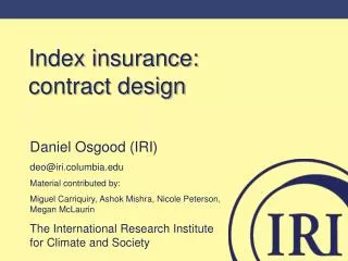 Index insurance: contract design