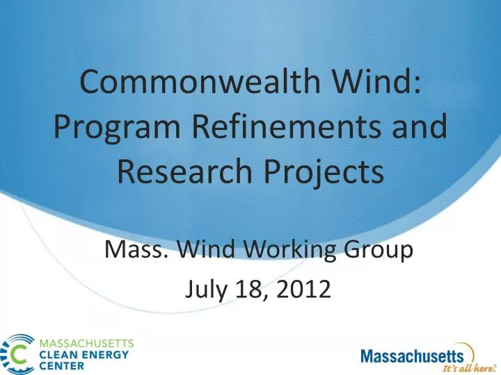 commonwealth wind program refinements and research projects
