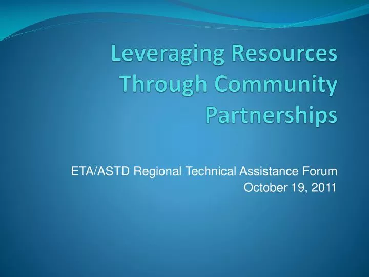 leveraging resources through community partnerships