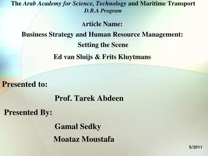 the arab academy for science technology and maritime transport d b a program