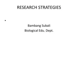 RESEARCH STRATEGIES