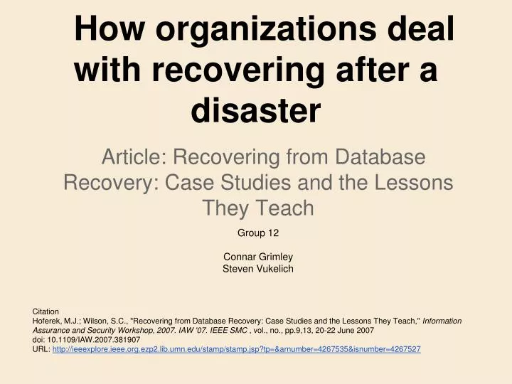 how organizations deal with recovering after a disaster