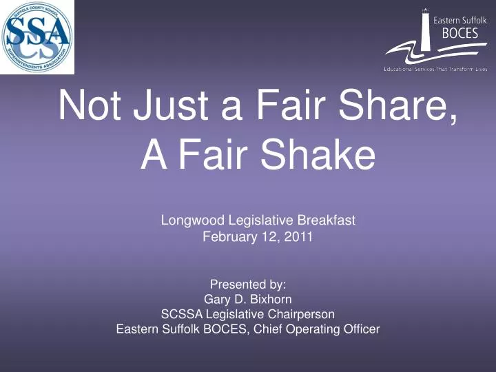 not just a fair share a fair shake longwood legislative breakfast february 12 2011