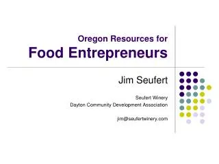 Oregon Resources for Food Entrepreneurs