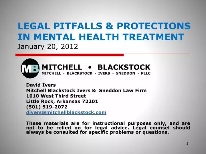 legal pitfalls protections in mental health treatment january 20 2012