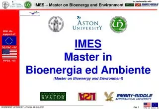 IMES Master in Bioenergia ed Ambiente (Master on Bioenergy and Environment)