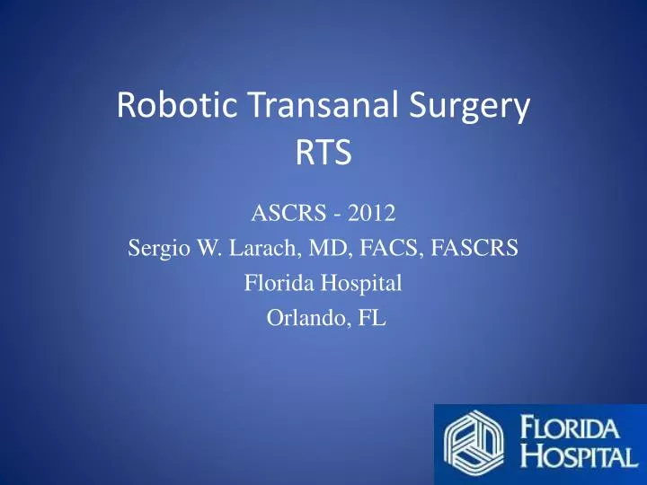 robotic transanal surgery rts