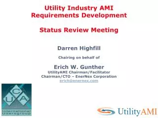 Utility Industry AMI Requirements Development Status Review Meeting