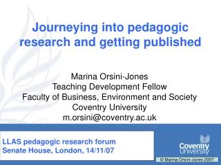 Journeying into pedagogic research and getting published