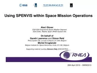 Using SPENVIS within Space Mission Operations