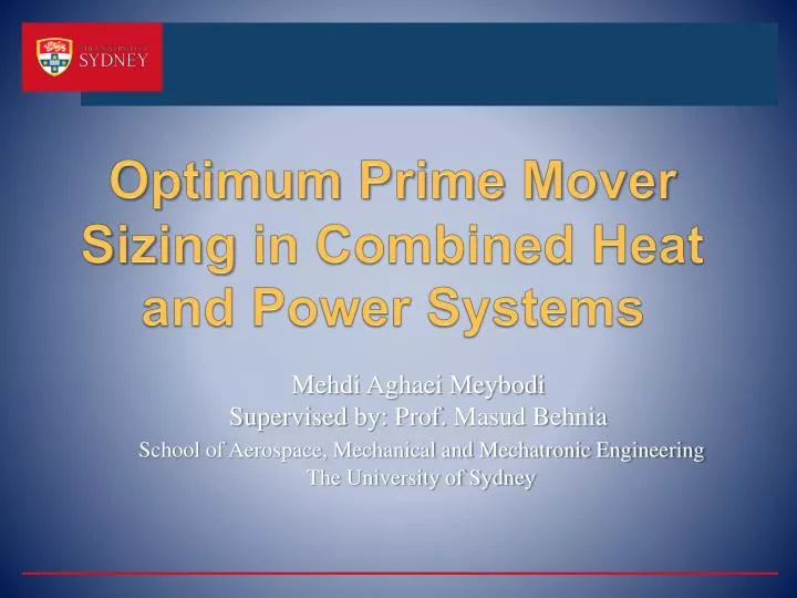 optimum prime mover sizing in combined heat and power systems