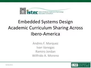 Embedded Systems Design Academic Curriculum Sharing Across Ibero-America