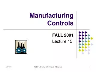 Manufacturing Controls