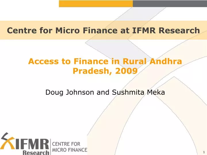 centre for micro finance at ifmr research