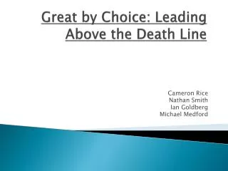 Great by Choice: Leading Above the Death Line