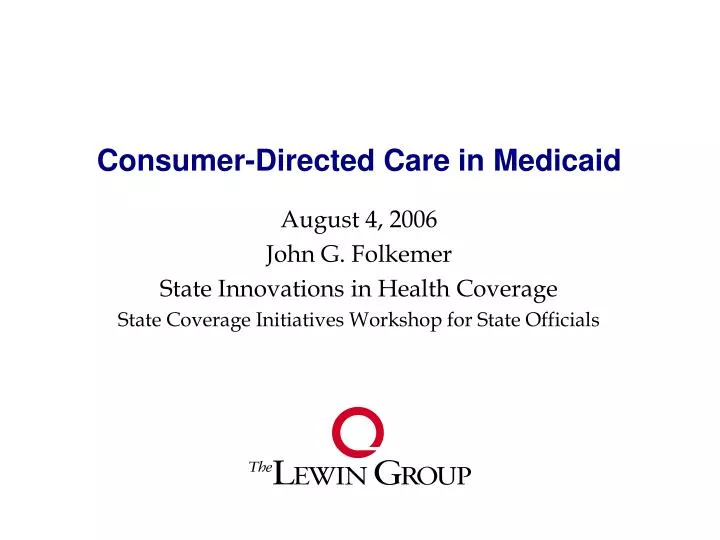 consumer directed care in medicaid