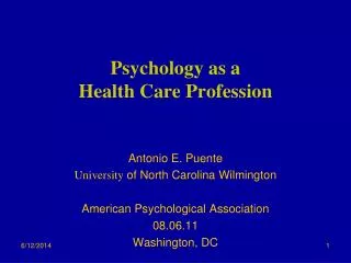 Psychology as a Health Care Profession