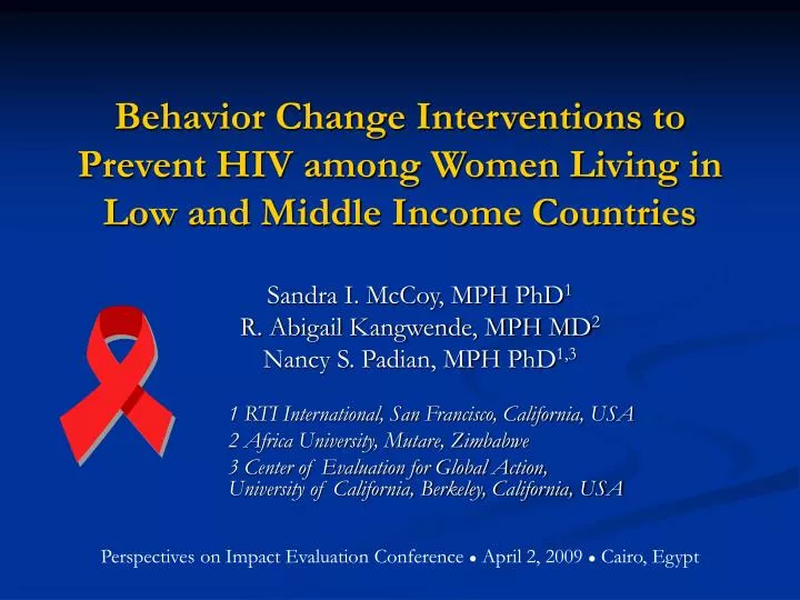 behavior change interventions to prevent hiv among women living in low and middle income countries