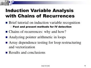 Induction Variable Analysis with Chains of Recurrences