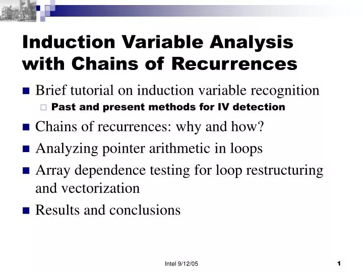induction variable analysis with chains of recurrences