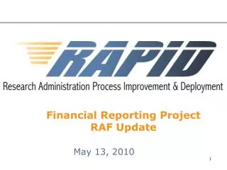 Financial Reporting Project RAF Update