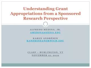 Understanding Grant Appropriations from a Sponsored Research Perspective