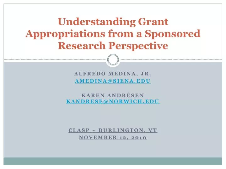 understanding grant appropriations from a sponsored research perspective