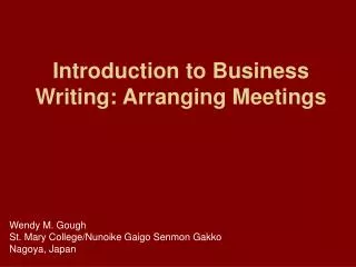 Introduction to Business Writing: Arranging Meetings