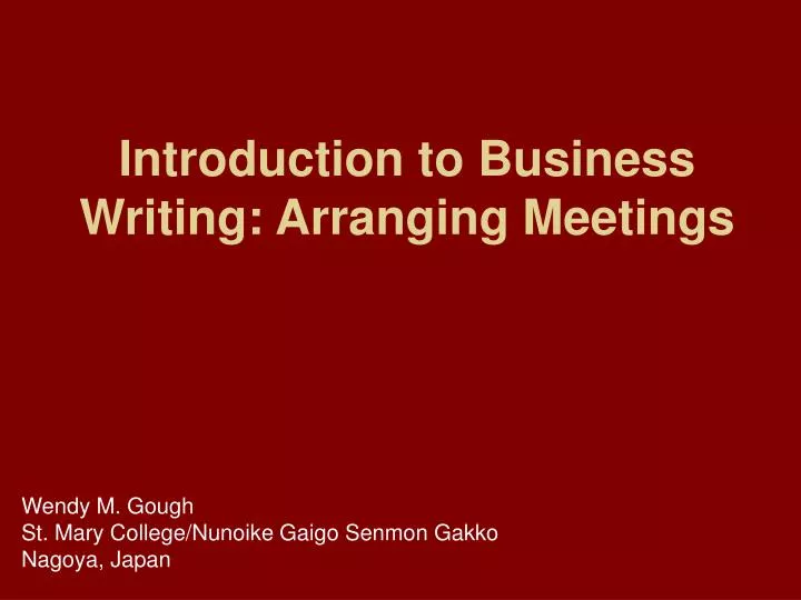 introduction to business writing arranging meetings