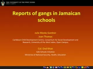 Reports of gangs in Jamaican schools