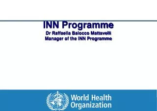 INN Programme Dr Raffaella Balocco Mattavelli Manager of the INN Programme